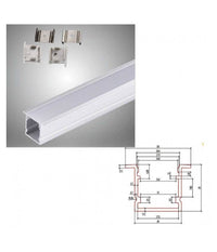 Profilo In Alluminio Da 2 Mt Incasso Con Copertura Opaca Per Strip Led Al-16         