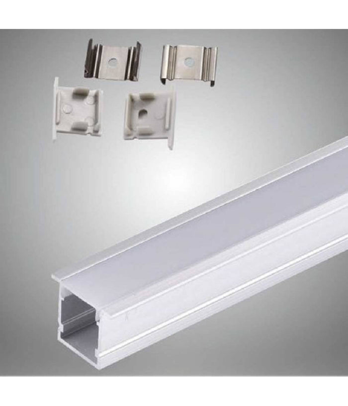 Profilo In Alluminio Da 2 Mt Incasso Con Copertura Opaca Per Strip Led Al-16         