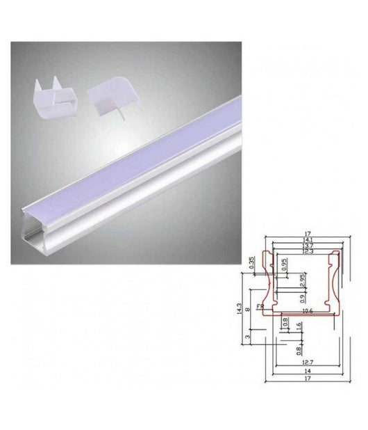 Profilo In Alluminio 2 Mt Incasso Copertura Opaca Per Strip Led Strisce Al-09         
