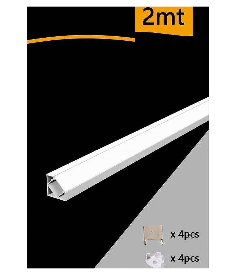 Profilo In Alluminio Da 2mt Angolare Copertura Opaca Per Strip Led Strisce Al-06         