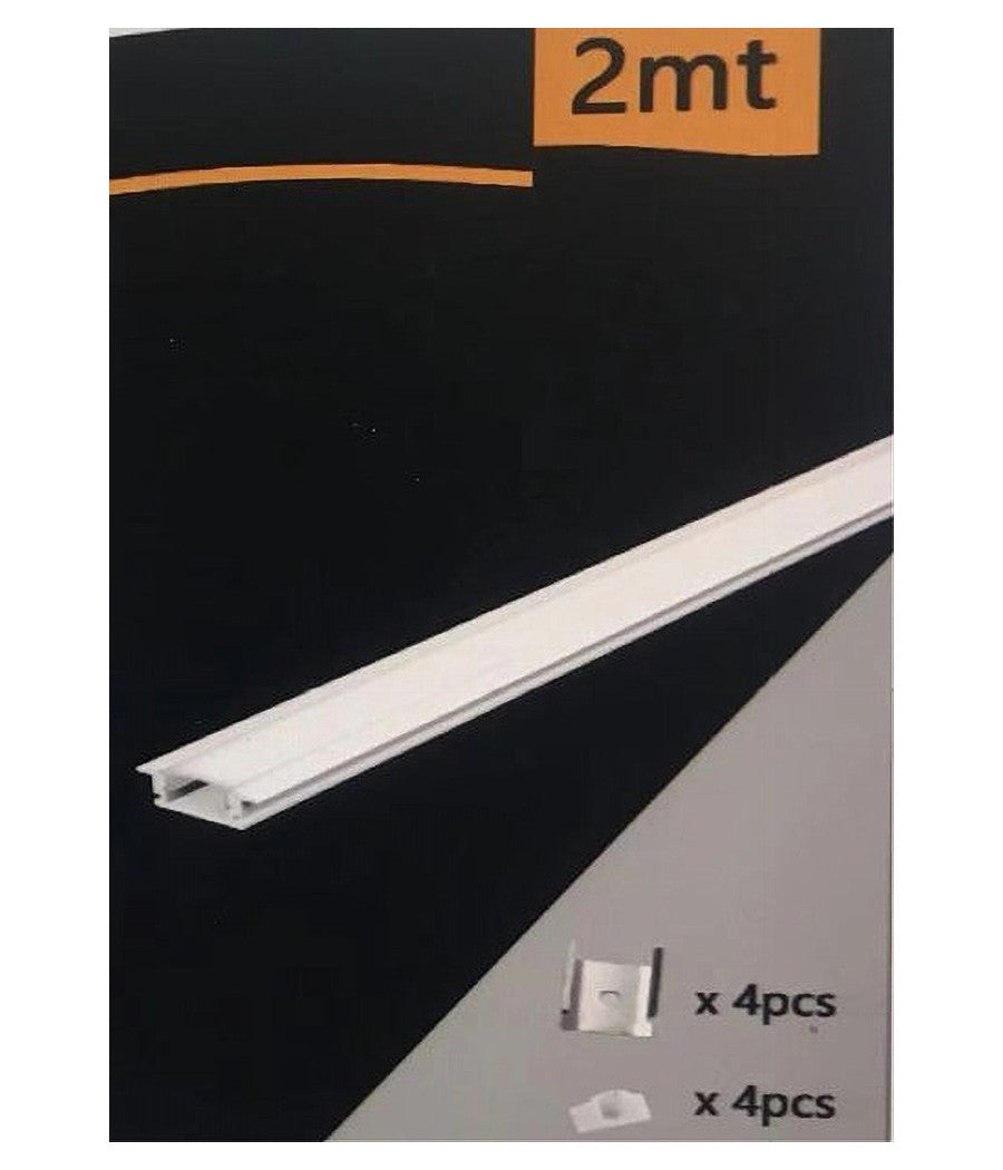 Profilo In Alluminio Da 2mt Slim Con Copertura Opaca Per Strip Led Strisce Al-02         