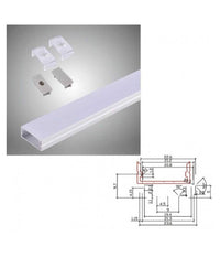 Profilo In Alluminio 2 Mt Slim Con Copertura Opaca Per Strip Led Strisce Al-14         