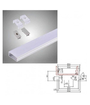 Profilo In Alluminio 2 Mt Slim Con Copertura Opaca Per Strip Led Strisce Al-14         