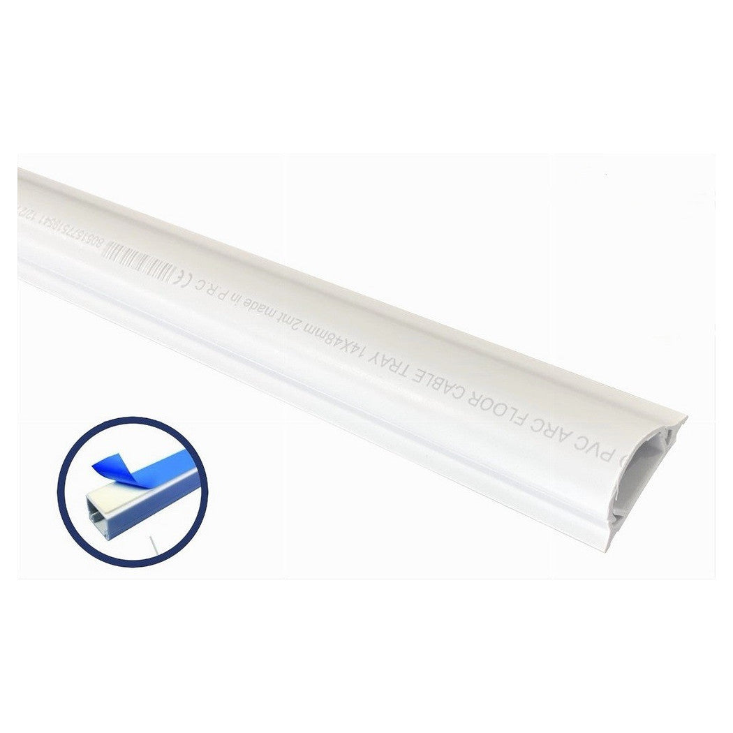 10 Pz Profili Canalina Passacavi Con Biadesivo In Pvc Colore Bianco 2 Mt 14x48mm