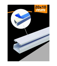 10 Pz Profili Passacavi Canalina Con Biadesivo In Pvc Colore Bianco 2 Mt 20x10mm         