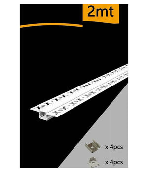 Profilo Ad Incasso Per Cartongesso Alluminio 2 Mt Con Copertura Opaca Al-18         