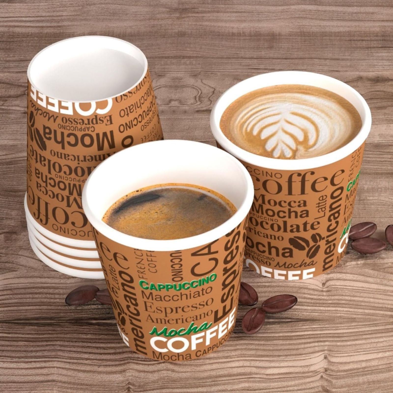 100 Bicchieri di carta Biodegradabili Per Caffe' Orzo Tè e Bibite fredde e calde Capacità 85ml