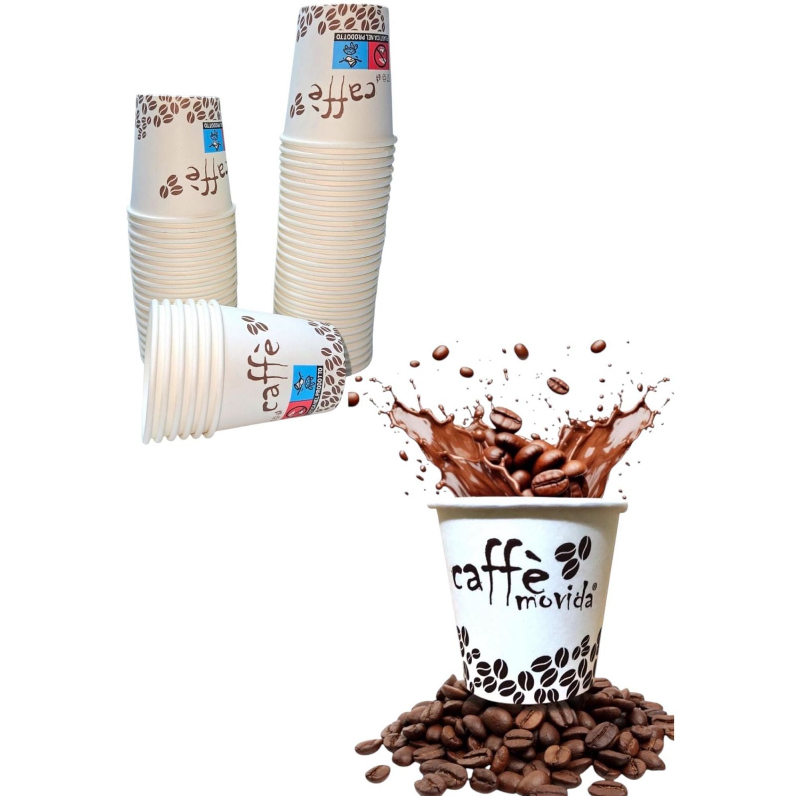 100 Bicchierini di caffè di carta Biodegradabili Per Caffe' Orzo 75ml Art.642356