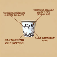 100 Bicchierini di caffè di carta Biodegradabili Per Caffe' Orzo 75ml Art.642356