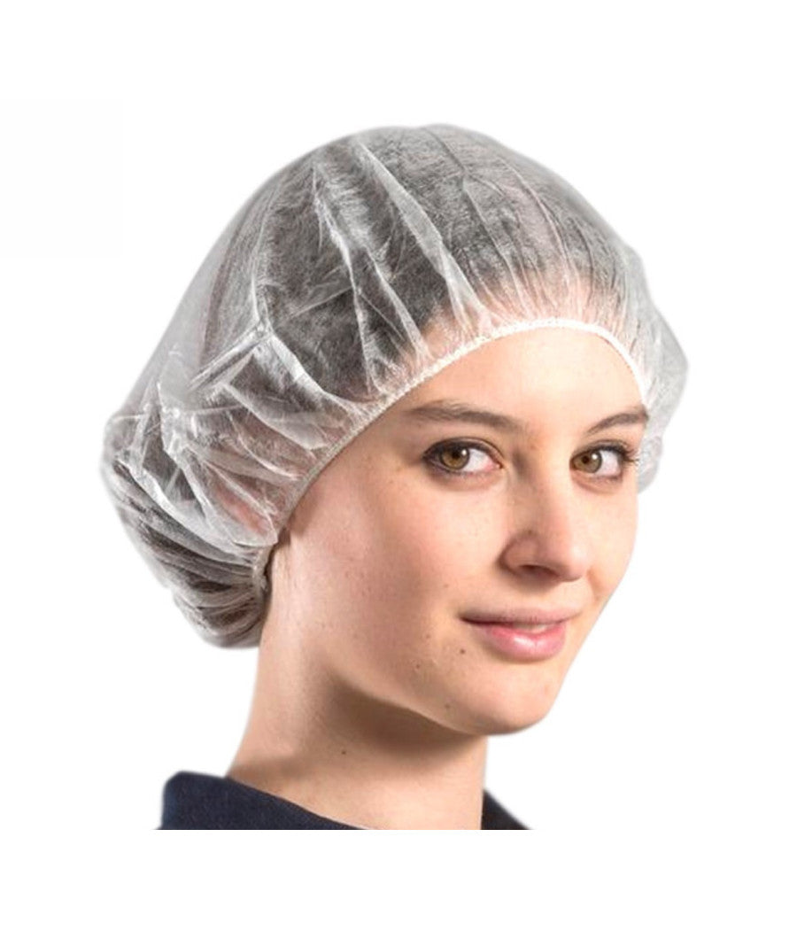 100 Cuffie Monouso In Tnt Per Capelli Con Elastico Bianche Cuffia Traspirante         