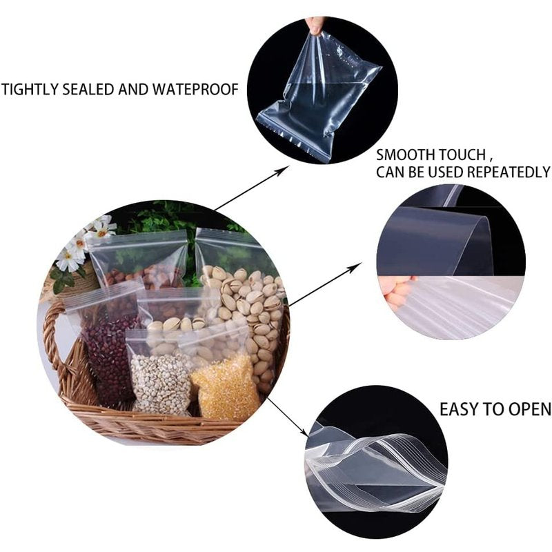 1000 Pezzi Buste Zip Trasparenti 12x19 cm Spessore 30 Micron Richiudibili