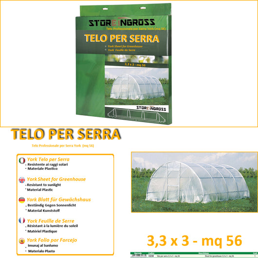 Telo professionale per serra york 3x3 metri (mq telo 56 spessore 0,2 mm)