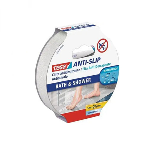 Nastro antisdrucciolo adesivo bagno e doccia 55533 TESA H.mm 25 mt 5 trasparente resistente