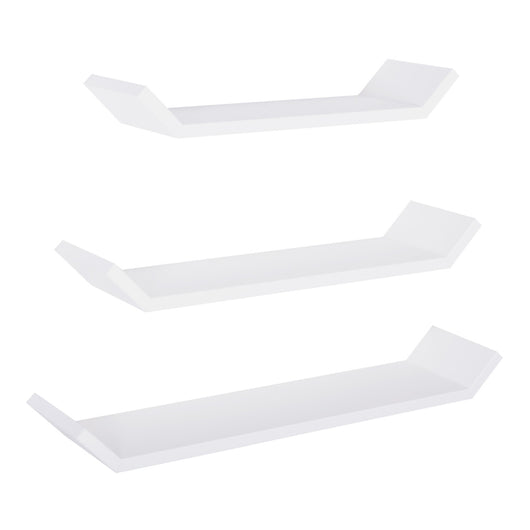 Set di 3 Mensole da Muro Modello BARCHETTA, Mensola Cameretta, Mensola da Parete. Misure 71x7 p15.5 cm 61x7 p15.5 cm e 51x7 p15.5 cm. Finitura BIANCO - MADE IN ITALY
