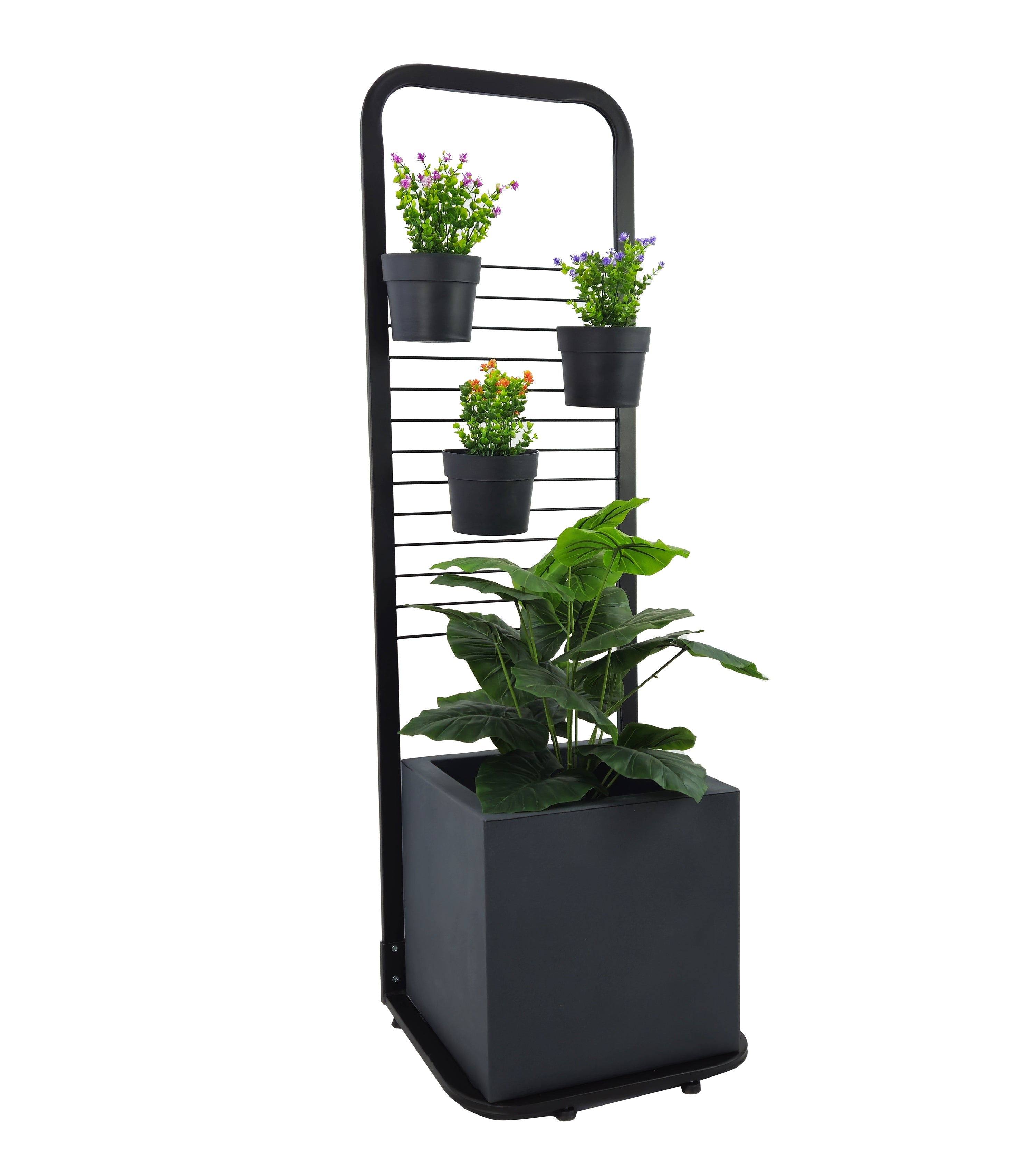 Tecnokit Fioriera Verticale Anthea in acciaio, dimensioni cm 48x42x153 con vasi inclusi