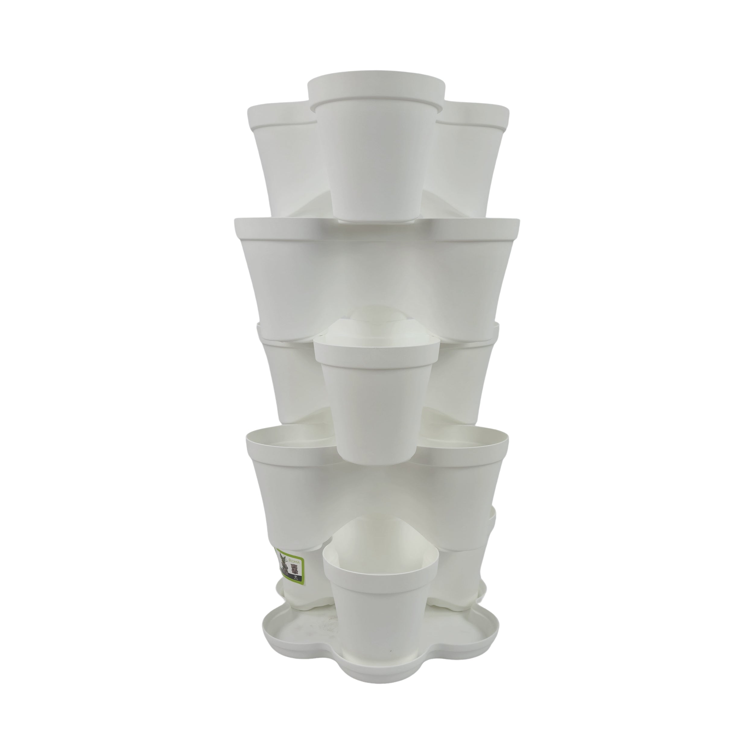 Plana vaso impilabile Roma, in polipropilene con sottovaso, vaso multistrato tridimensionale, vaso per fragole, fioriera da esterno ed interno, tris vasi giardino verticale