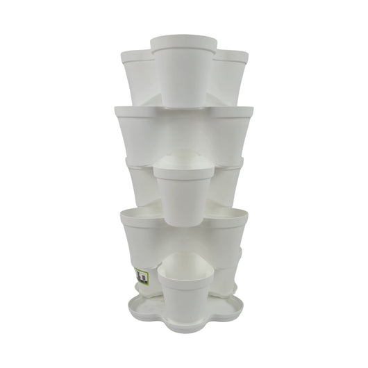 Plana vaso impilabile Roma, in polipropilene con sottovaso, vaso multistrato tridimensionale, vaso per fragole, fioriera da esterno ed interno, tris vasi giardino verticale