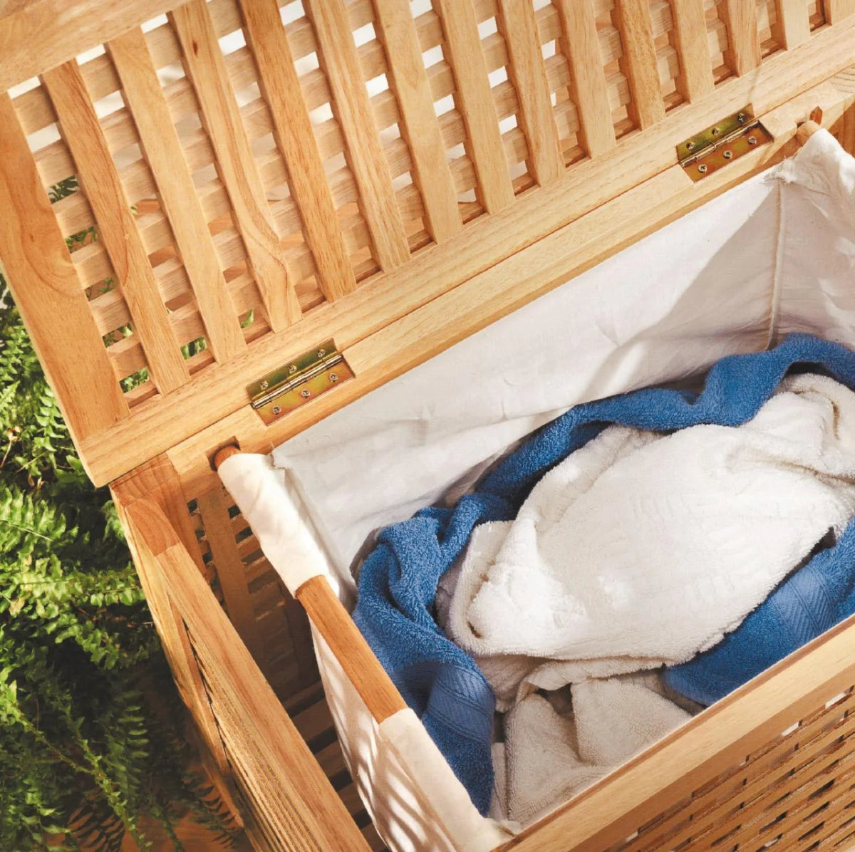 Cesto portabiancheria con sacco per biancheria in legno di pino