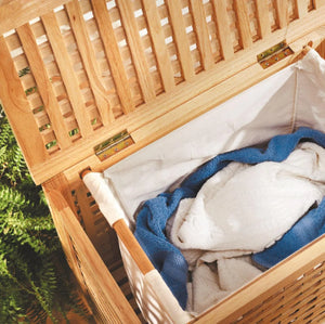 Cesto portabiancheria con sacco per biancheria in legno di pino