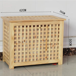 Cesto portabiancheria con sacco per biancheria in legno di pino