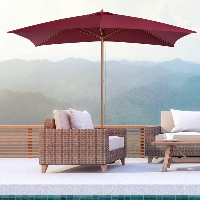Ombrellone da Giardino 2x3 m Palo Ø38 mm in Legno e Poliestere Bordeaux