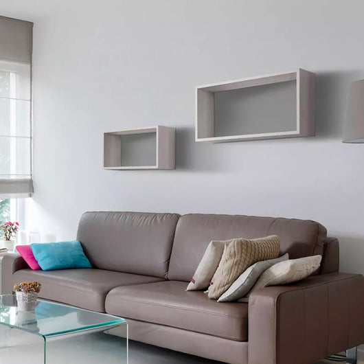 Set 2 Mensole Cubo da Parete Rettangolare in Fibra di Legno Bislungo Rovere Tabacco