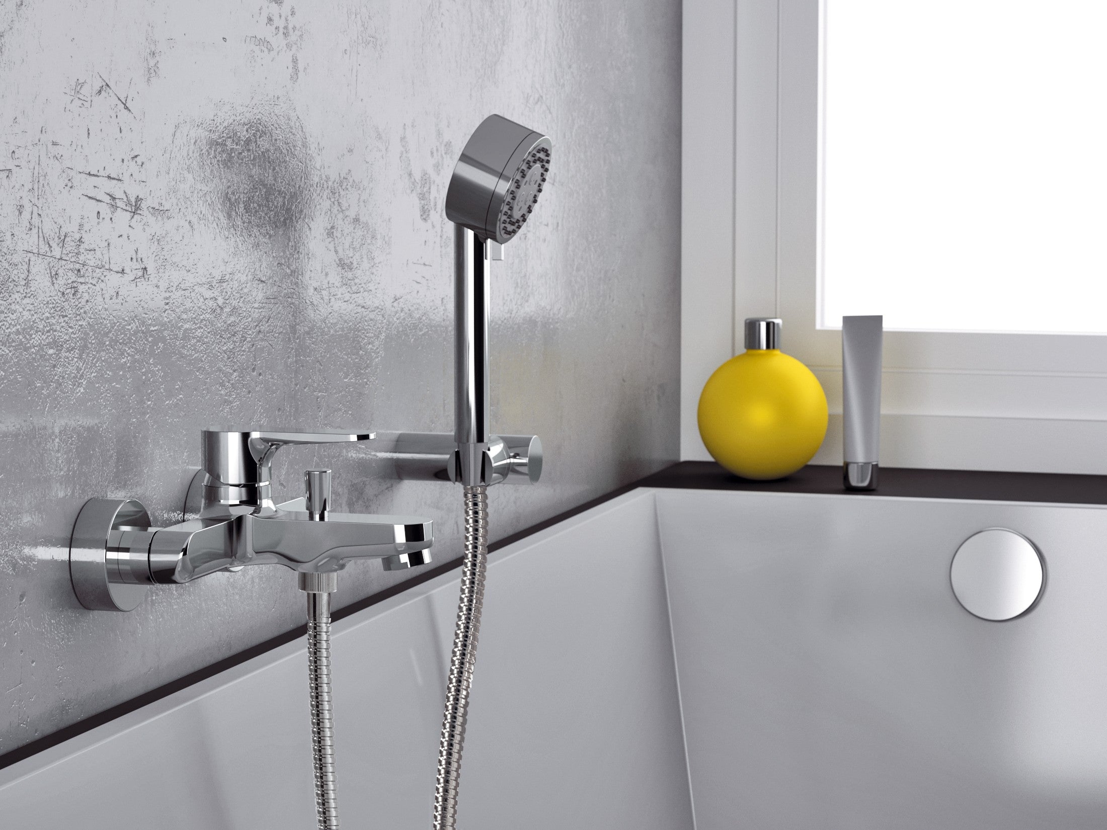 Rubinetto vasca esterno con kit doccia anticalcare a 4 funzioni - serie winner