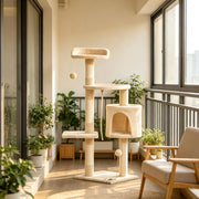 TIRAGRAFFI 4 livelli 114 cm Beige in pannello truciolare, peluche e sisal
