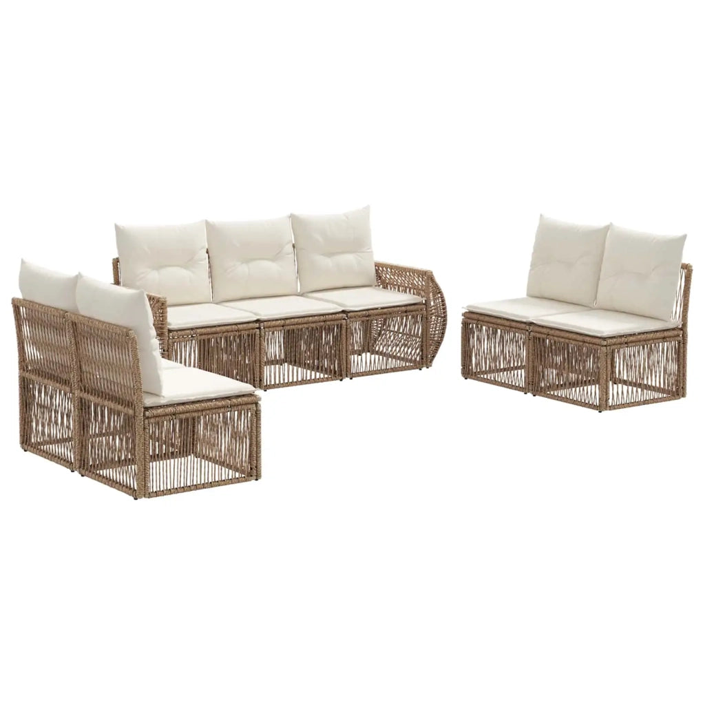 Set Divano da Giardino 7 pz Beige e Bianco Crema polyrattan 3435387