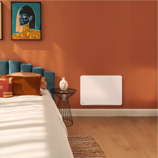 Radiatore elettrico fisso con inerzia ceramica a secco 1000W plug & play OVEO orizzontale bianco