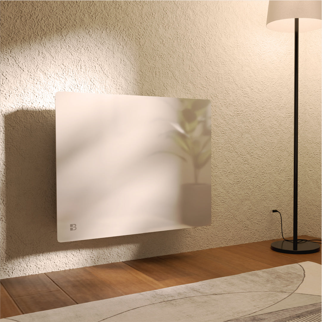 Radiatore elettrico fisso con frontale in vetro ceramico ad inerzia secca 1000W IRIS orizzontale bianco