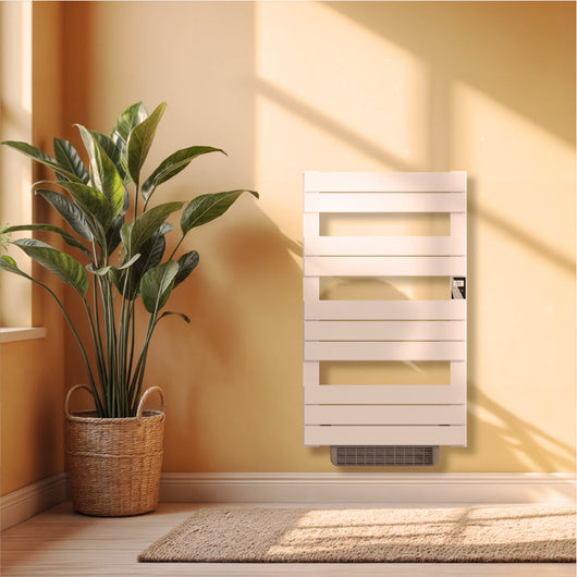 Scaldasalviette elettrico senza liquidi con soffiante 500W+1000W H.108,4xL60cm HANAE bianco