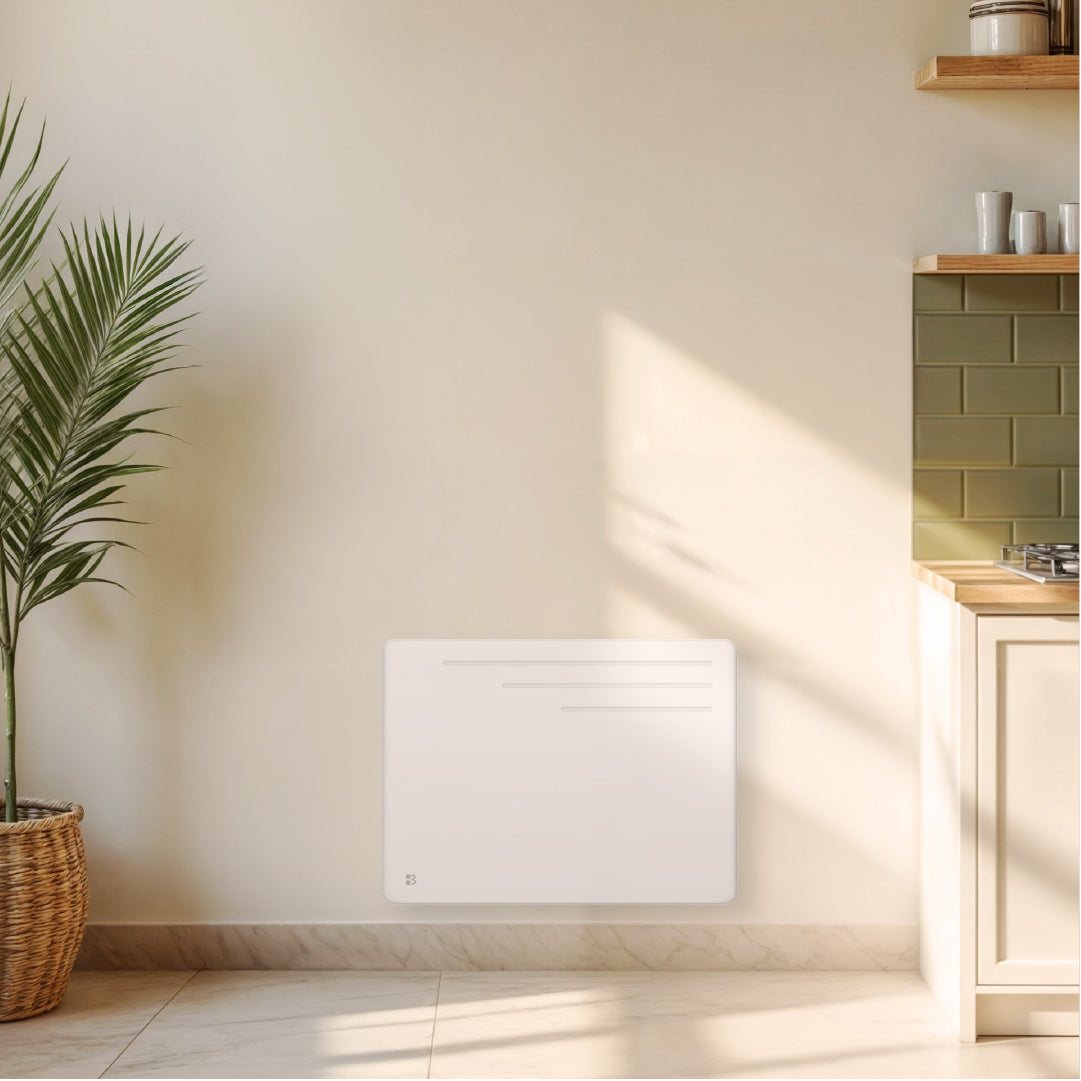 Radiatore elettrico fisso ad inerzia secca in ghisa 1000W MOTU orizzontale bianco