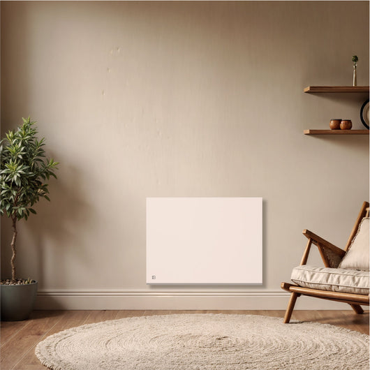 Radiatore elettrico fisso connesso WIFI con inerzia ceramica a secco 1000W NESSA CONNECT orizzontale bianco