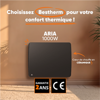 Radiatore elettrico fisso ad inerzia ceramica a secco 1000W ARIA orizzontale nero