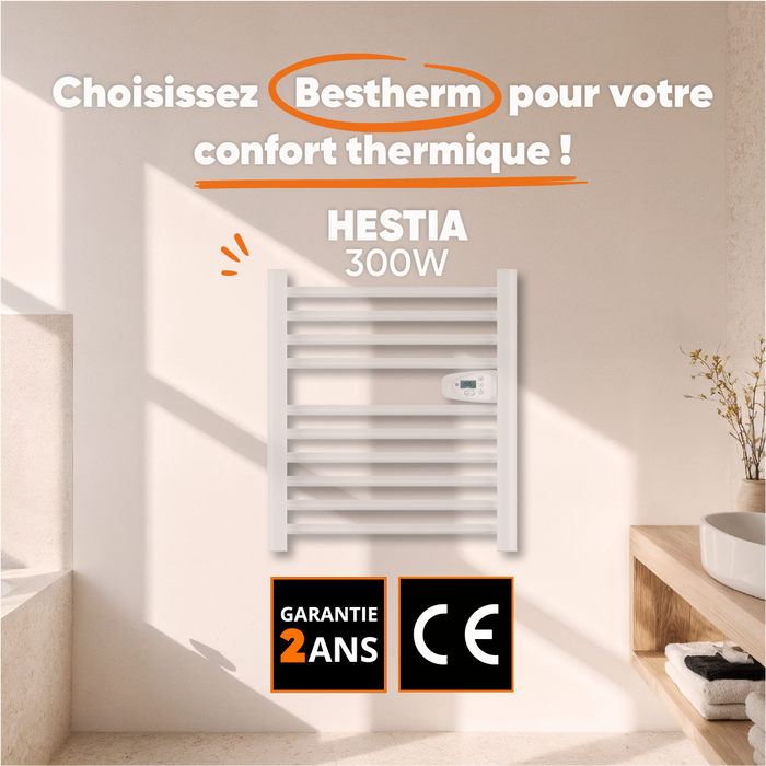 Scaldasalviette elettrico Besther Hestia 300W senza liquidi, 62 cm H x 54 cm