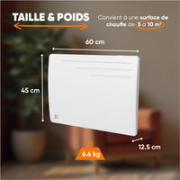 Radiatore elettrico fisso ad inerzia secca in ghisa 1000W MOTU orizzontale bianco