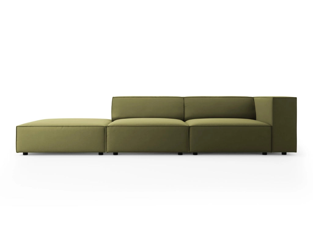 Cosmopolitan Design - Divano sinistro "Arendal" 4 posti in velluto verde chiaro 