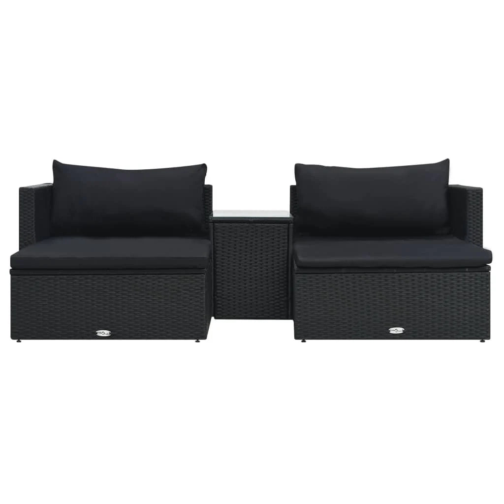 Mobili da giardino mobili da esterno Set di mobili da 5 pezzi con cuscini in resina intrecciata nera 02_0016474