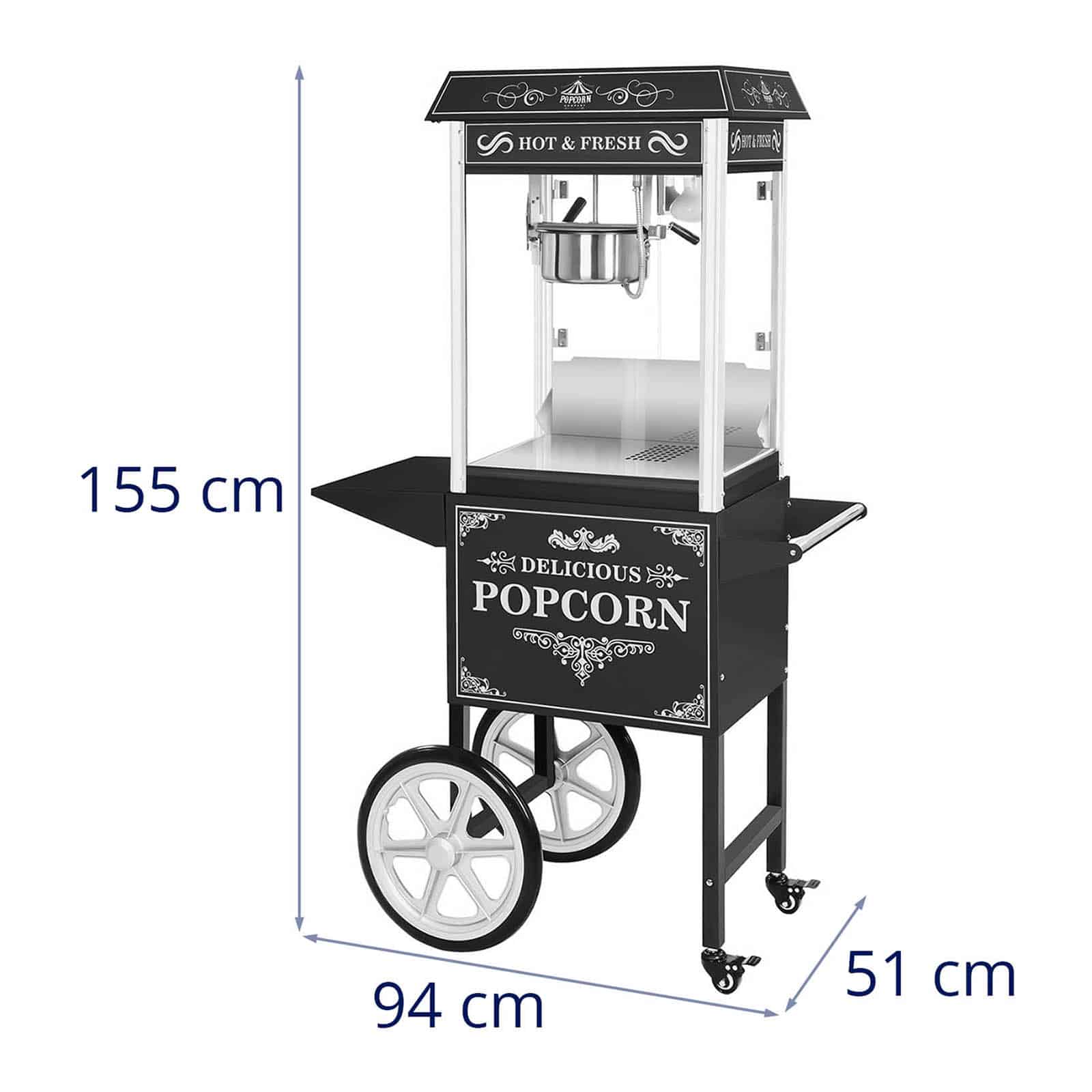 Set macchina per popcorn con carrello nero dal look retrò 14_0004908