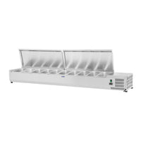 Saladette da banco inox 200 x 33 cm 10 bacinelle GN 1/4 14_0003303