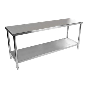 Tavolo da lavoro professionale da cucina in acciaio inox 200 x 60 cm 14_0003689