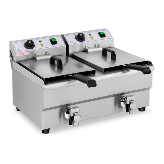 Friggitrice elettrica professionale da ristorante 2 rubinetti di scarico da 10 litri 14_0001786