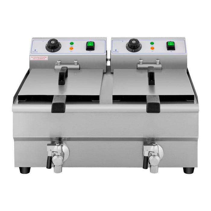 Friggitrice elettrica professionale da ristorante 2 x 10 litri timer 14_0001785