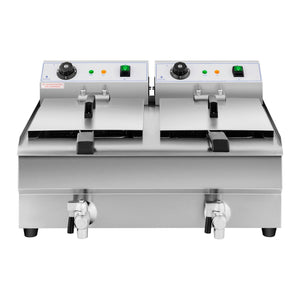 Friggitrice elettrica professionale da ristorante 2 rubinetti di scarico da 10 litri 14_0001786