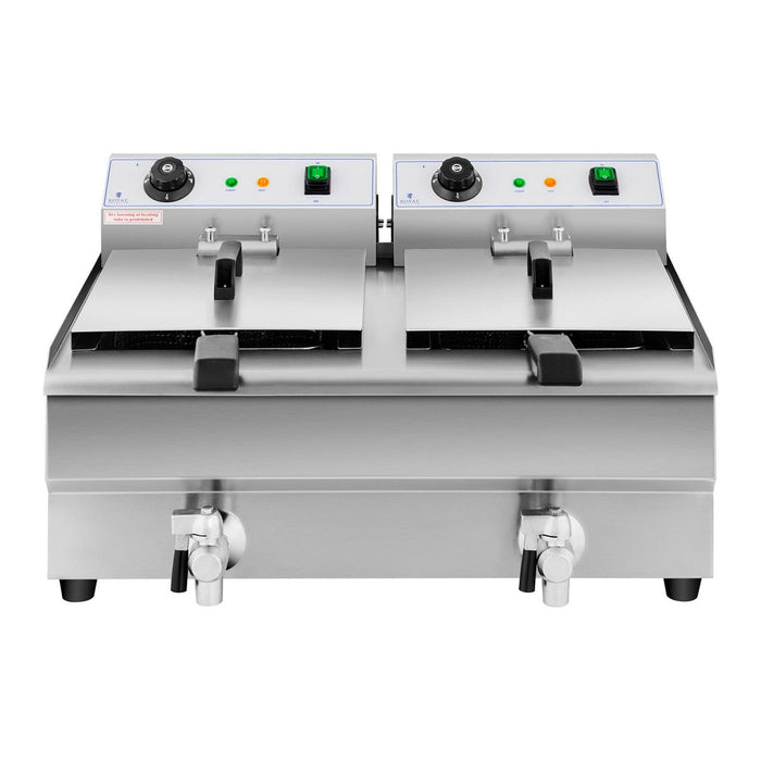 Friggitrice elettrica professionale da ristorante 2 rubinetti di scarico da 10 litri 14_0001786