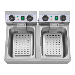 Friggitrice elettrica professionale da ristorante 2 x 10 litri timer 14_0001785