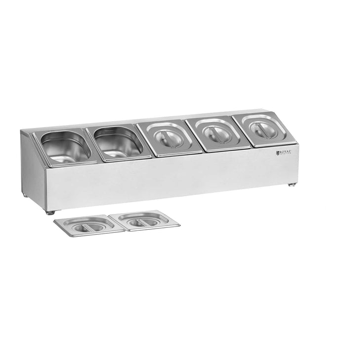 Supporto bacinelle GN 5 bacinelle GN 1/6 coperchi inclusi 14_0004203