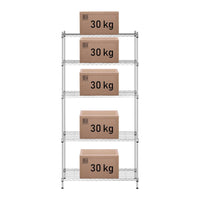 Scaffale professionale per garage e officina 35 x 90 x 180 cm 150 kg metallo grigio 14_0001536