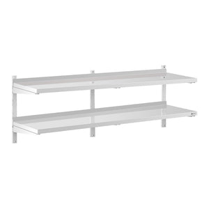 Mensola professionale da parete in acciaio inox - 2 ripiani - 40 x 180 cm 14_0001556